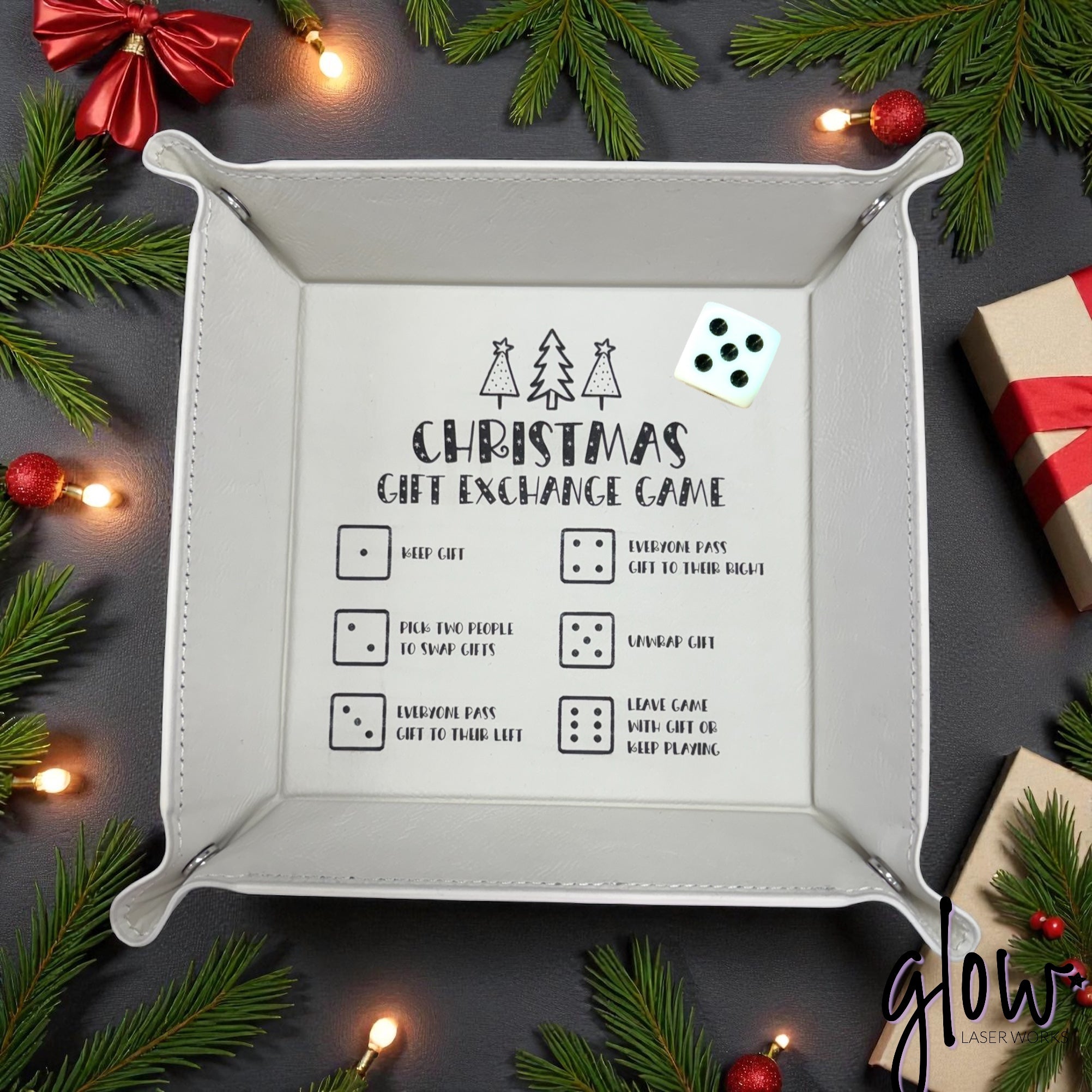 Christmas Gift Exchange Game Snap Tray - Holiday Party Fun