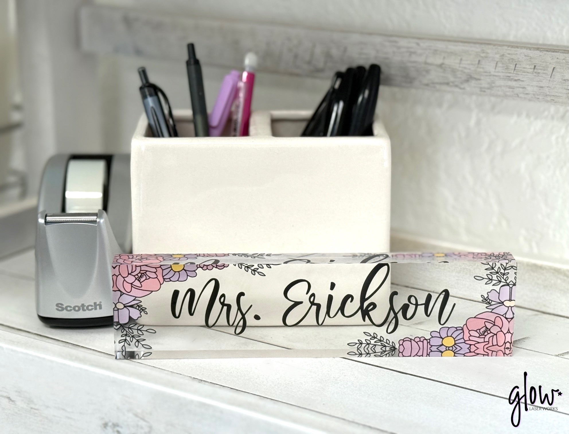 Personalized Floral Desk Sign