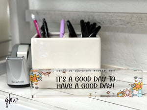 Personalized Retro Floral Desk Sign
