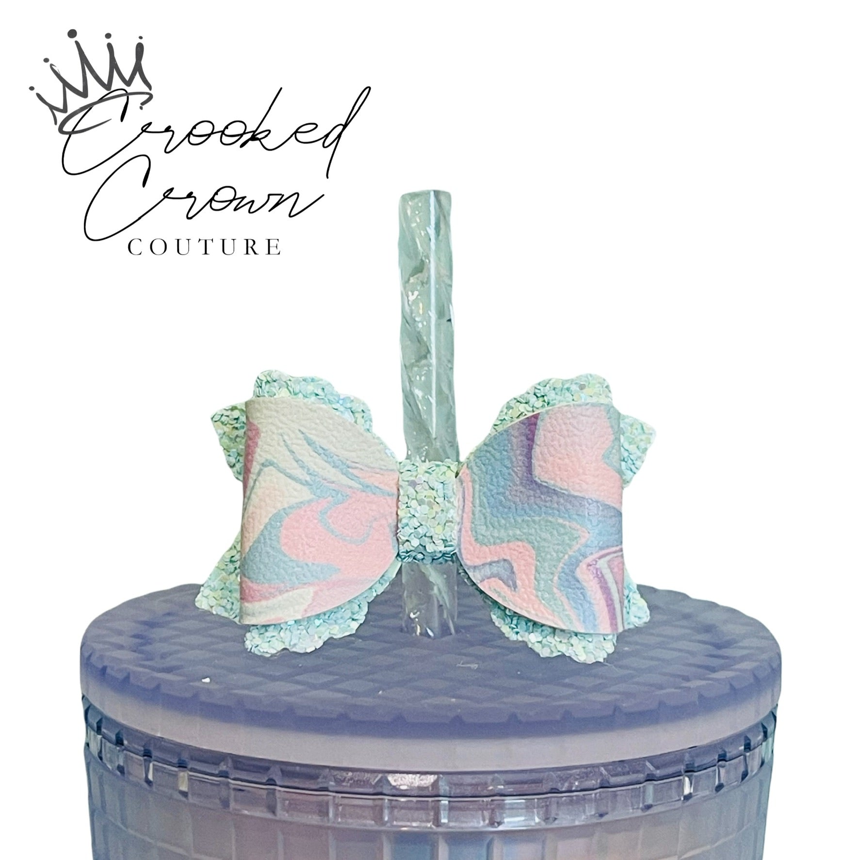 Bubblegum Swirl Bow Straw Topper