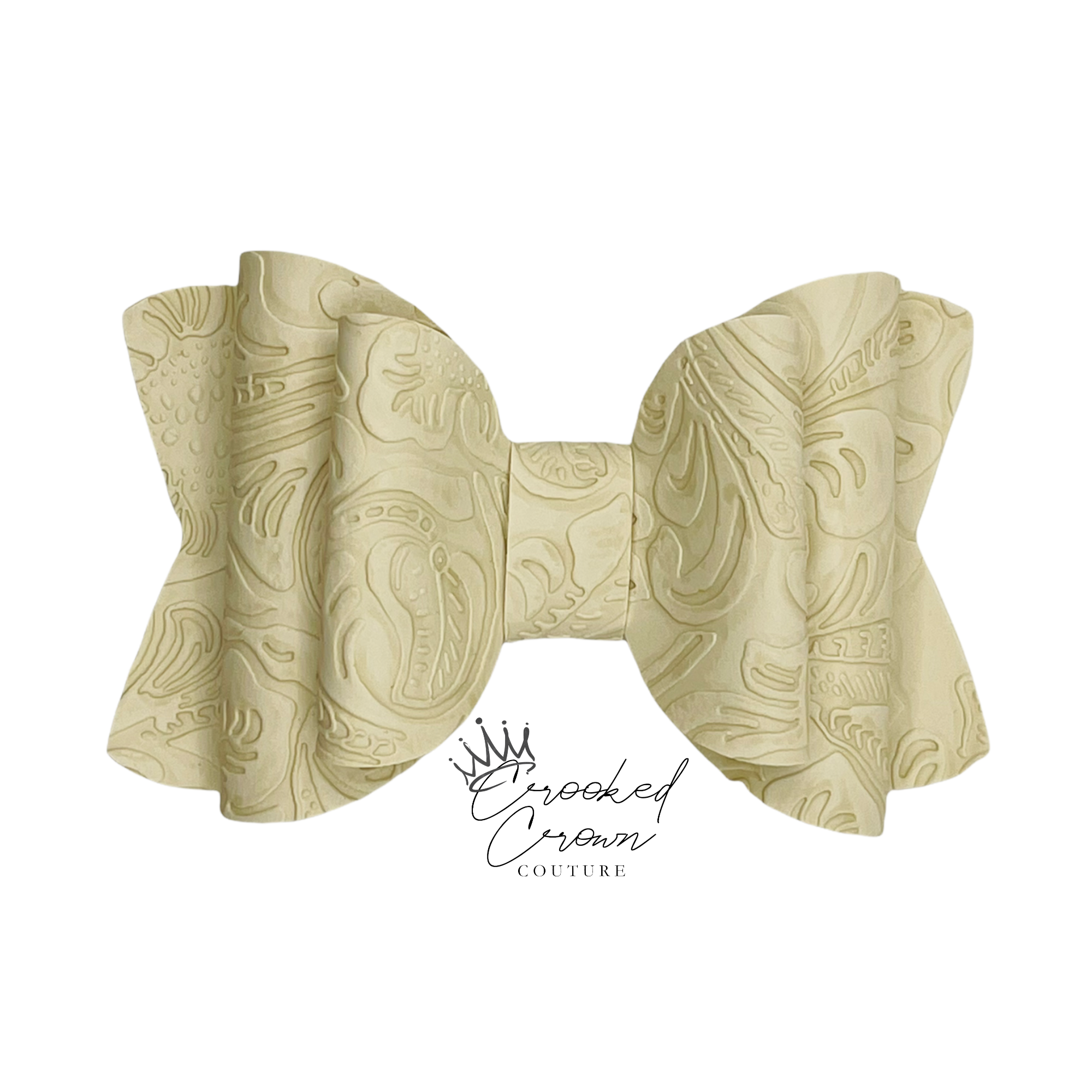 Cream Embossed Lace 4” Hair Bow