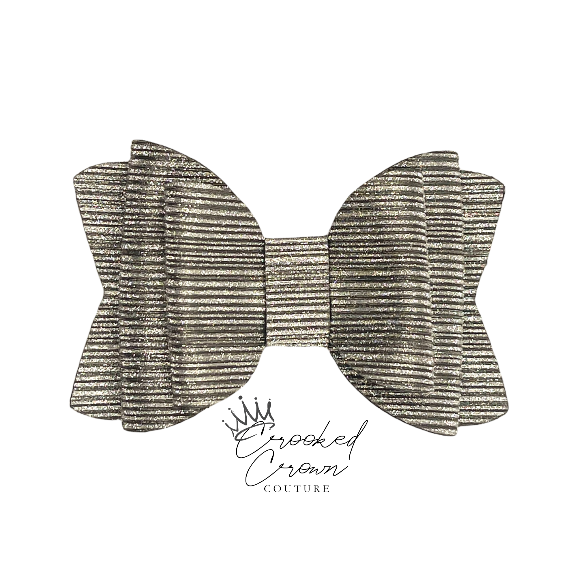 Silver Streak Shimmer 4” Hair Bow
