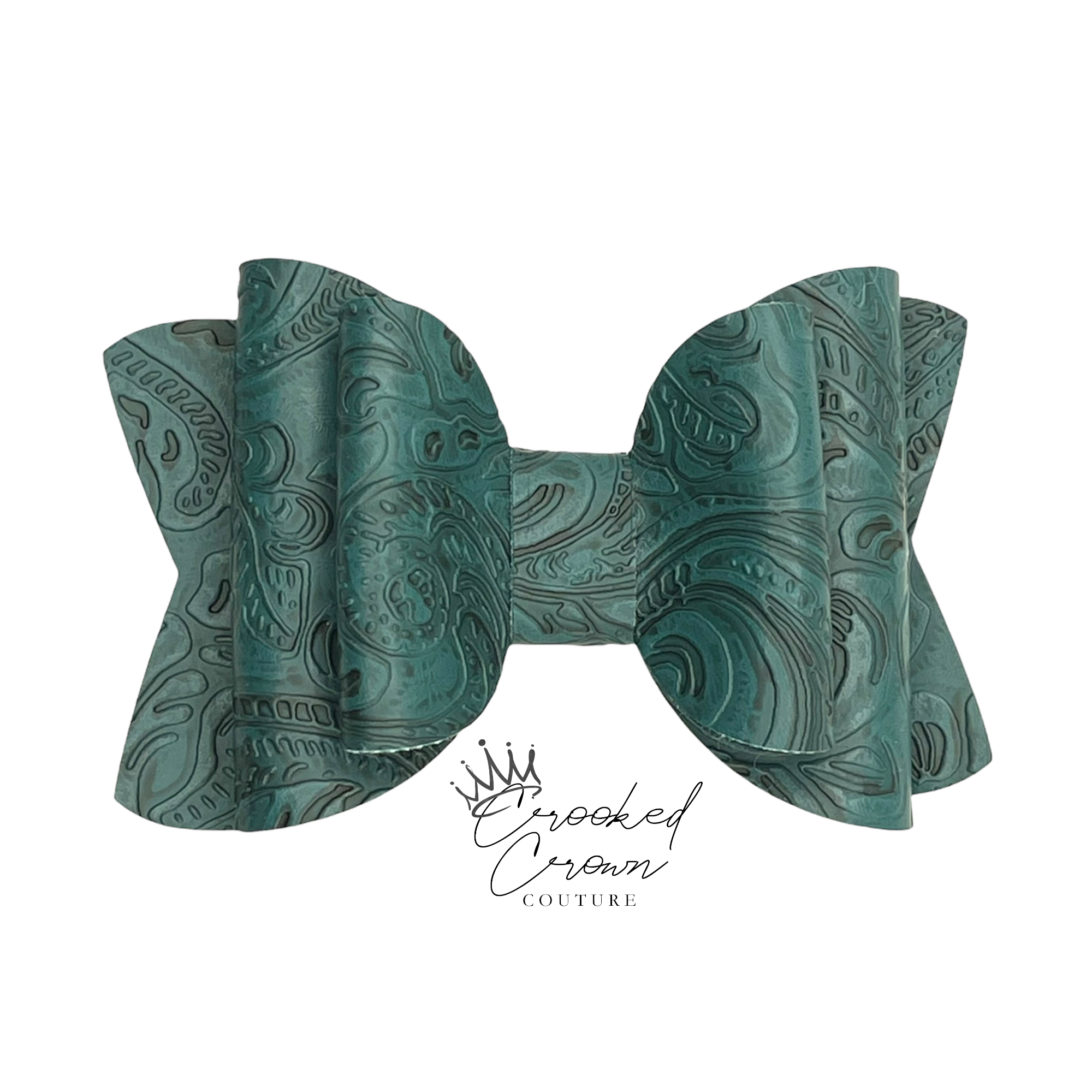 Peacock Embossed Lace 4” Hair Bow
